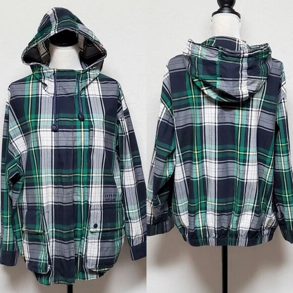 LAUREN Ralph Lauren Plaid Full-zip Drawstring Hooded Elastic Waistband Jacket M - Picture 1 of 16